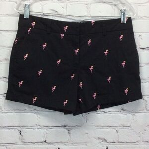 Cambridge Dry Goods Shorts Women's Size 2 Black w/Pink Flamingo Preppy Beachy
